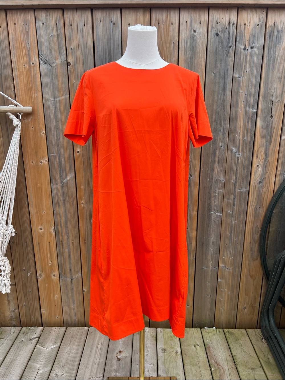 COS Vibrant Orange Short-Sleeve Midi Shift Dress